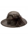 Chapeau Mariage Capeline Noeud Plume Fleur Lys Marron