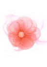 Pince Broche Mariage Fleur Plumes Bouton Rose Corail