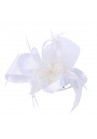 Chapeau Noeud  Bibi Peigne Mariage Plumes Perles Blanc