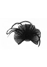 Pince Broche Fleur Plumes Sinamay Mariage Noir