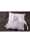 Coussin Mariage Porte Alliances Blanc Dentelle Floral Coeur