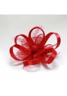 Pince Broche Mariage Fleur Plumes Bouton Ruban Rouge