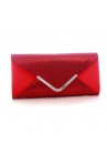 Pochette Mariage Satin Bicolore Oeil De Paon Rouge